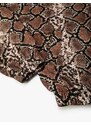 Koton Oversize Bomber Jacket Zipper Snakeskin Patterned Pocket