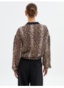 Koton Oversize Bomber Jacket Zipper Snakeskin Patterned Pocket