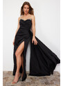 Trendyol Black Stone Accessory Detail Long Woven Elegant Evening Dress