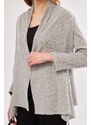 armonika Women's Light Gray Ribbed Loose Cardigan