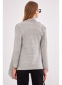 armonika Women's Light Gray Ribbed Loose Cardigan