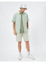 Koton Summer Shirt Short Sleeve Turndown Collar Buttoned Cotton