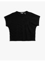 Koton Crop T-Shirt Bat Sleeve Crew Neck