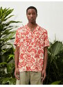 Koton Floral Print Shirt with Short Sleeves Turndown Collar