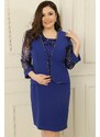 By Saygı Paillette-Tulle Detail Lined Dress and Jacket Plus Size 2-Piece Suit