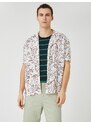 Koton Summer Shirt Short Sleeve Floral Printed Shirt Turndown Collar Cotton