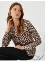 Koton Leopard Pattern Shirt Long Sleeved, Comfortable Cut