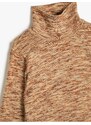 Koton Ethnic Patterned Half Neck Knitwear T-Shirt with Wide Long Sleeves.
