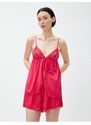 Koton Satin Babydoll with Thin Straps and Ruched