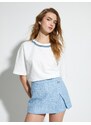 Koton Tweed Shorts Skirt Mini Normal Waist