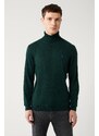 Avva Green Unisex Knitwear Sweater Full Turtleneck Non Pilling Regular Fit