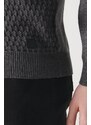 Avva Men's Anthracite Full Turtleneck Front Textured Cotton Regular Fit Knitwear Sweater