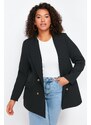 Trendyol Curve Black Oversize Lined Double Breasted Closure Woven Blazer Jacket