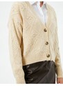 Koton Knitwear Cardigan Buttoned Textured V-Neck Long Sleeve