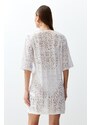 Trendyol Bridal White Mini Knitted Tie-Up Knitwear Look Beach Dress