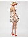 Koton Strapless Mini Dress Balloon Skirt Cherry Printed Lined Cotton