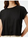 Koton Crop T-Shirt Bat Sleeve Crew Neck