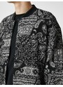 Koton Bomber Jacket with Snap Buttons, Shawl Pattern, Zipper Detail