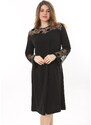 Şans Women's Plus Size Black Lace Detailed Dress