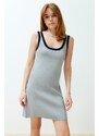 Trendyol Gray Mini Knitwear Basic Color Block Dress