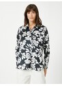 Koton Floral Satin Shirt with Pocket Details