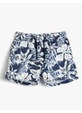 Koton Marine Shorts with Tie Waist Floral Pattern, Mesh Lined.