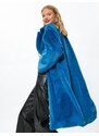Koton Oversize dlouhý plyšový kabát kapsa stupňovitý límec
