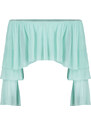 Trendyol Mint Ruffle Detail Long Sleeve Lined Crop/Short Knitted Blouse