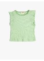 Koton Athlete Round Neck Ruffled Ribbed Cotton