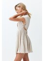 Trendyol Bridal Ecru Mini Woven Cut Out/Window Linen Blend Beach Dress