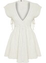 Trendyol Bridal Ecru Mini Woven Cut Out/Window Linen Blend Beach Dress