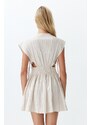 Trendyol Bridal Ecru Mini Woven Cut Out/Window Linen Blend Beach Dress