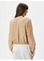 Koton Bomber Jacket Zippered Pocket Big Collar Viscose