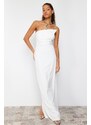 Trendyol White Straight Fitted Woven Evening Dress & Homecoming Dress