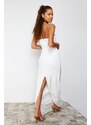 Trendyol White Straight Fitted Woven Evening Dress & Homecoming Dress