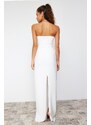 Trendyol White Straight Fitted Woven Evening Dress & Homecoming Dress