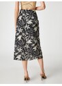 Koton Midi Length Skirt Draped and Slit Linen Blend