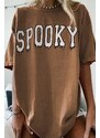 Madmext Women's Brown Oversized Printed T-shirt Mg969