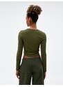 Koton Long Sleeve T-Shirt Crop Waist Corset Crew Neck