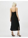 Koton Midi Dress with Thin Straps and Slit Detailed.