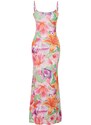 Trendyol Multi Color Floral Bodycone/Sleeping Strap Maxi Stretchy Knitted Maxi Dress