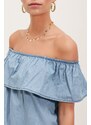 Bigdart 1481 Off Shoulder Denim Dress - Light Blue