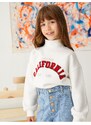 Koton Crop Oversize College Sweatshirt Stand-Up Collar with Shark Zip