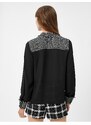 Koton Chiffon Shirt Crowbar Pattern Tweed Pocket Detailed Long Sleeved Buttoned.