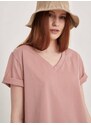 Pink v-neck t-shirt Blue Shadow