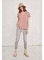 Pink v-neck t-shirt Blue Shadow