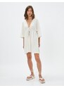 Koton Şahika Ercümen X Cotton - V Neck Tie Detailed Beach Dress