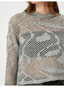 Koton Hooded Sweatshirt Openwork Knit Long Sleeve