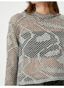 Koton Hooded Sweatshirt Openwork Knit Long Sleeve