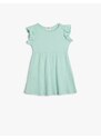 Koton Dress Mini Length Basic Sleeveless Round Neck With Ruffle Ribbed Cotton